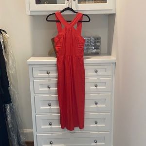 Cross Neck Red MIDI Sundress